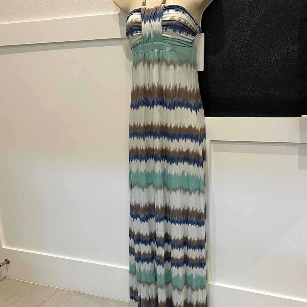 Striped Maxi Dress in Blue and Brown